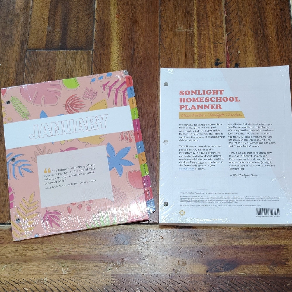 Sonlight Homeschool Monthly Dividers And Planner Pages